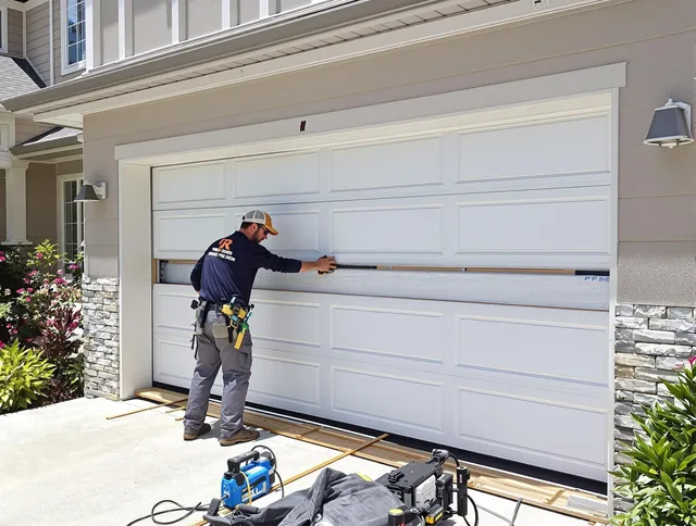 Broadview Heights Garage Door Repair team performing complete garage door replacement at Broadview Heights residence