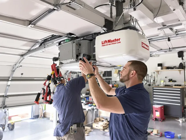 Broadview Heights Garage Door Repair technician performing advanced diagnostics on garage opener in Broadview Heights